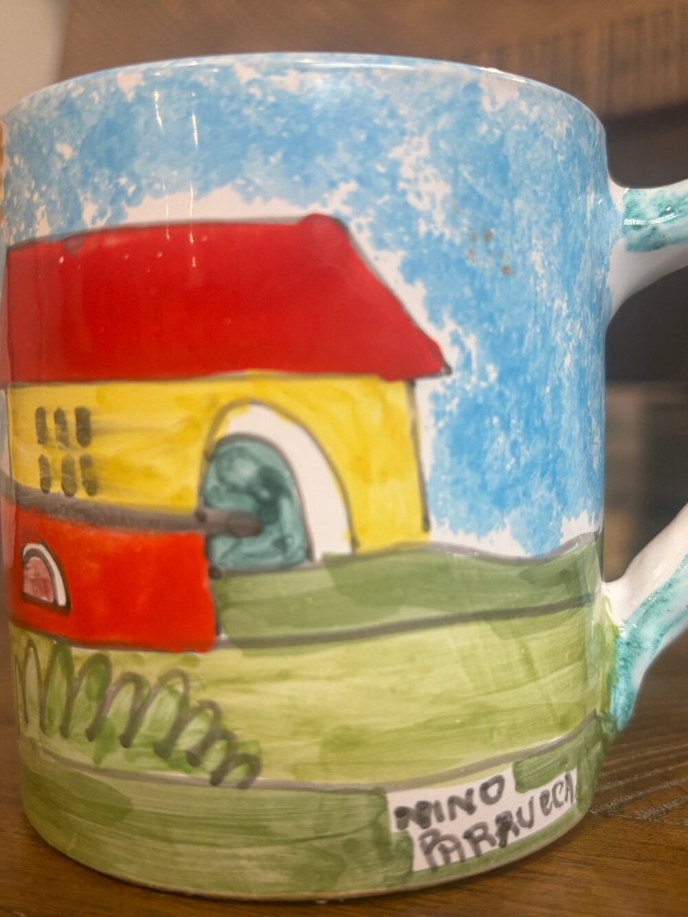 Vintage Nino Parrucca Hand Painted Italian Ceramic Mug - Made in Italy